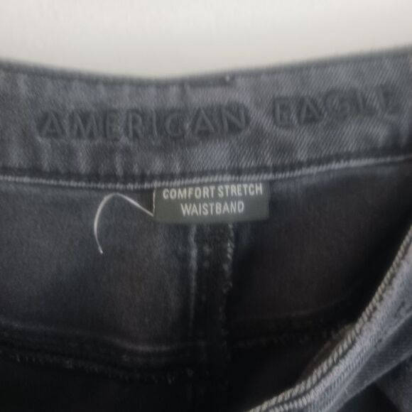 America eagle comfort stretch waistband distress charcoal gray jeans size 12 - Picture 8 of 8